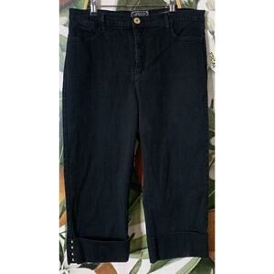 NYDJ Size 14 Cotton Blend Black Cropped Denim Jeans